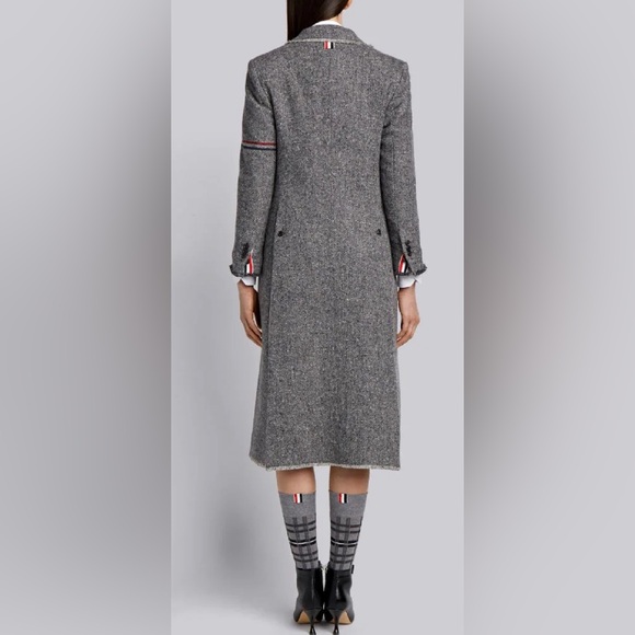 Thom Browne Gray Striped FRAYED-EDGE Overcoat, Size XS, €3470, Sold Out, NEW - Picture 12 of 12